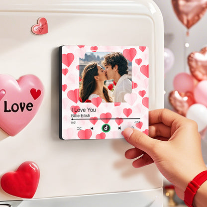 Imán de nevera personalizado con foto y corazones regalo único San Valentín