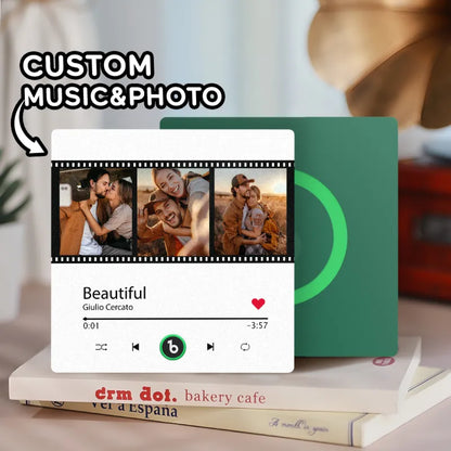 Imán de Nevera Personalizado con Música y Foto Regalo Único para Parejas