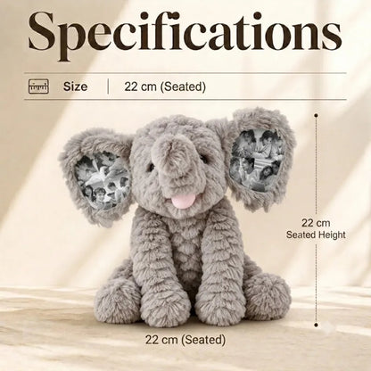 Custom Photo Elephant Plush – Personalized Ear Picture Elephant Gift for Couples Anniversary Gifts