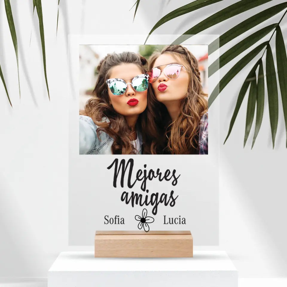 Postal acrílica Mejores amigas con tu propia foto