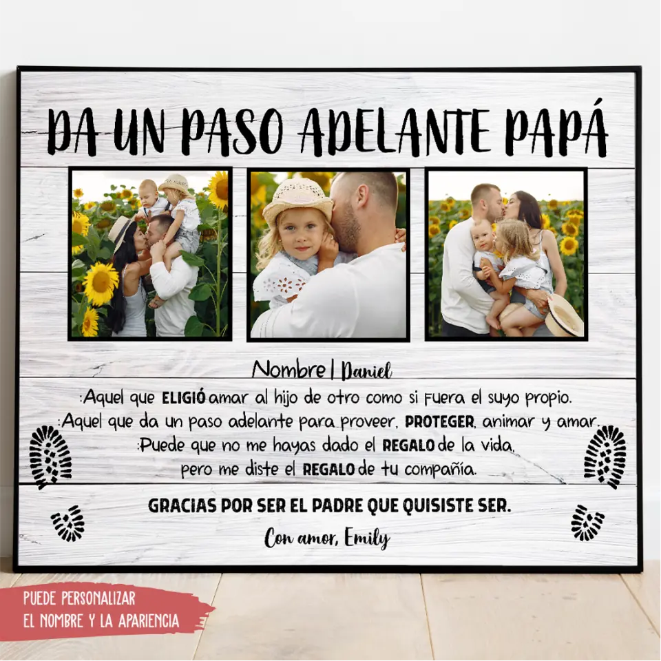 Fotografía sobre lienzo Regalo Dia Padre Da un paso adelante papá
