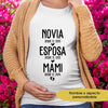 CAMISETA COLORIDA Regalo Embarazada Novia desde 2020. Esposa desde 2022. Mami desde 2024.