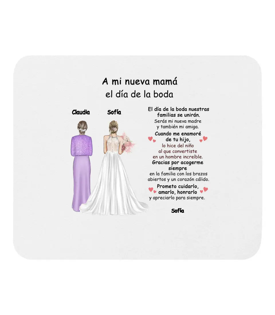 A mi nueva mamá el día de la boda