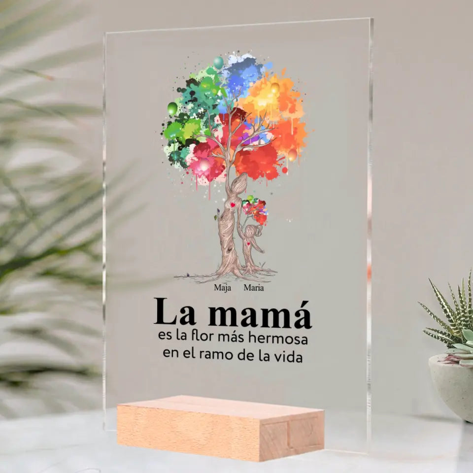 Vidrio acrílico - La mamá es la flor más hermosa en el ramo de la vida