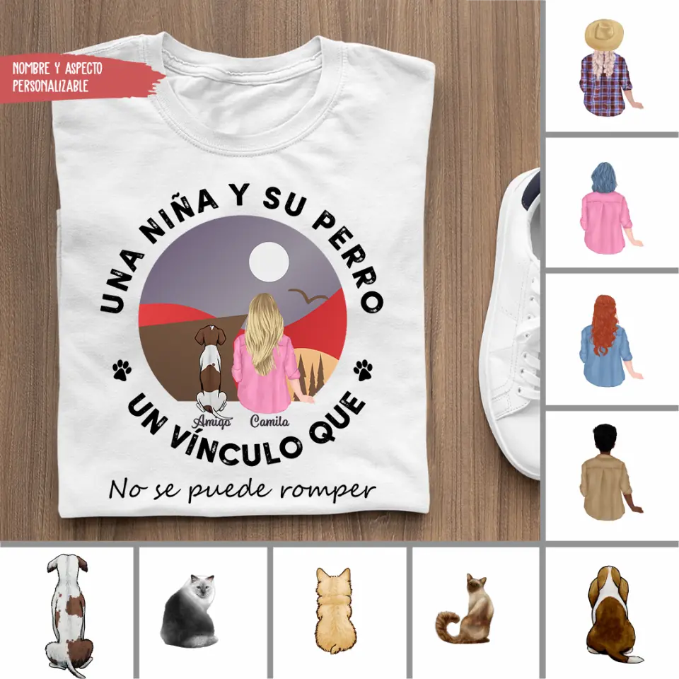 Camiseta - Una niña y su perro. Un vínculo que no se puede romper