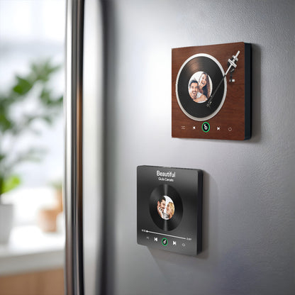 Imán de Nevera Personalizado Estilo Tocadiscos Regalo Único para Pareja