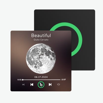 Imán de nevera personalizado de música con frase de luna y foto única