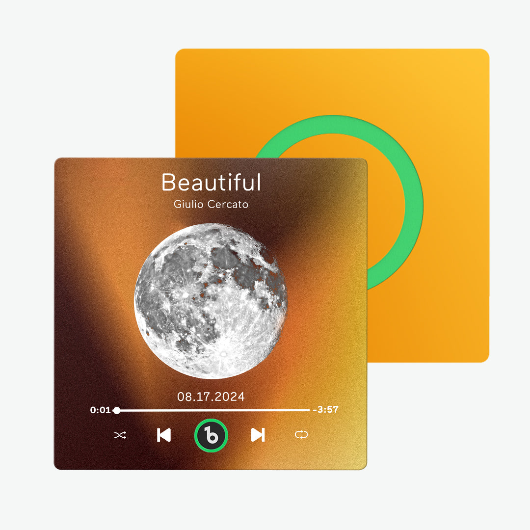 Imán de nevera personalizado de música con frase de luna y foto única