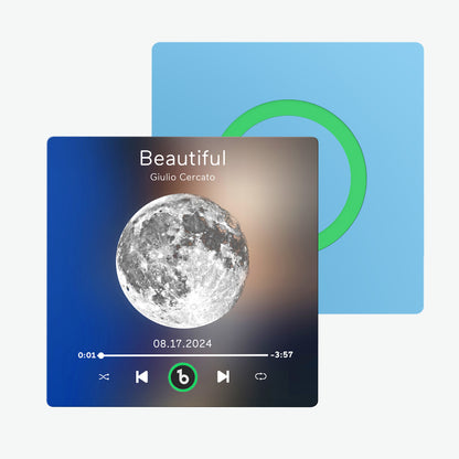 Imán de nevera personalizado de música con frase de luna y foto única