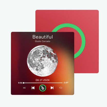 Imán de nevera personalizado de música con frase de luna y foto única