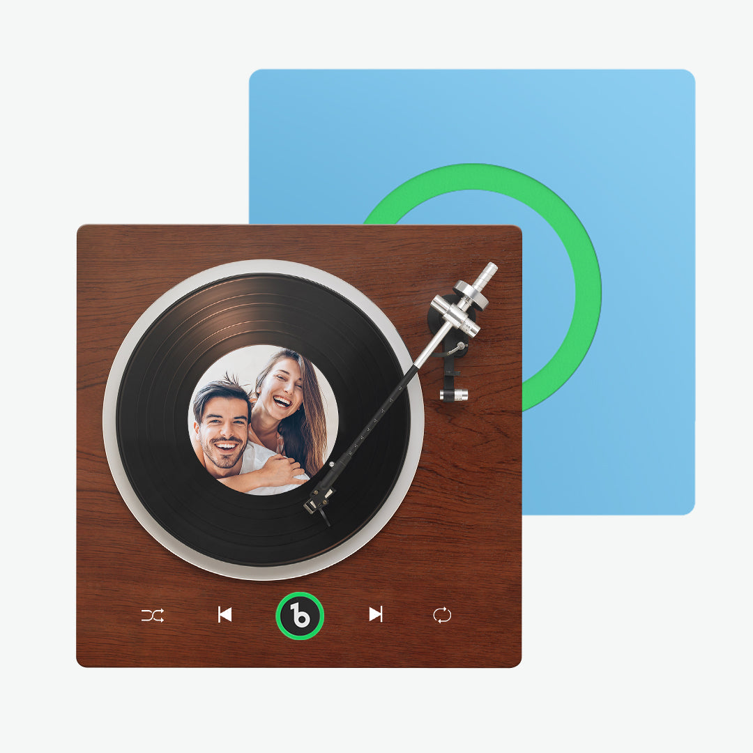 Imán de Nevera Personalizado Estilo Tocadiscos Regalo Único para Pareja