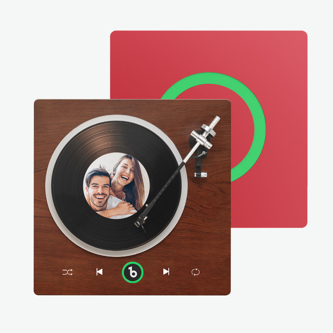 Imán de Nevera Personalizado Estilo Tocadiscos Regalo Único para Pareja