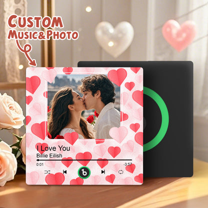 Imán de nevera personalizado con foto y corazones regalo único San Valentín