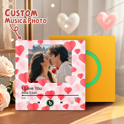 Imán de nevera personalizado con foto y corazones regalo único San Valentín