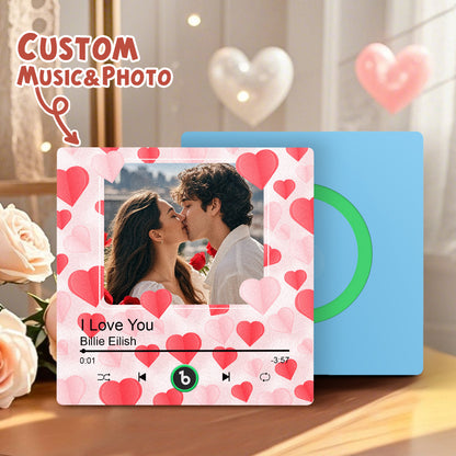Imán de nevera personalizado con foto y corazones regalo único San Valentín