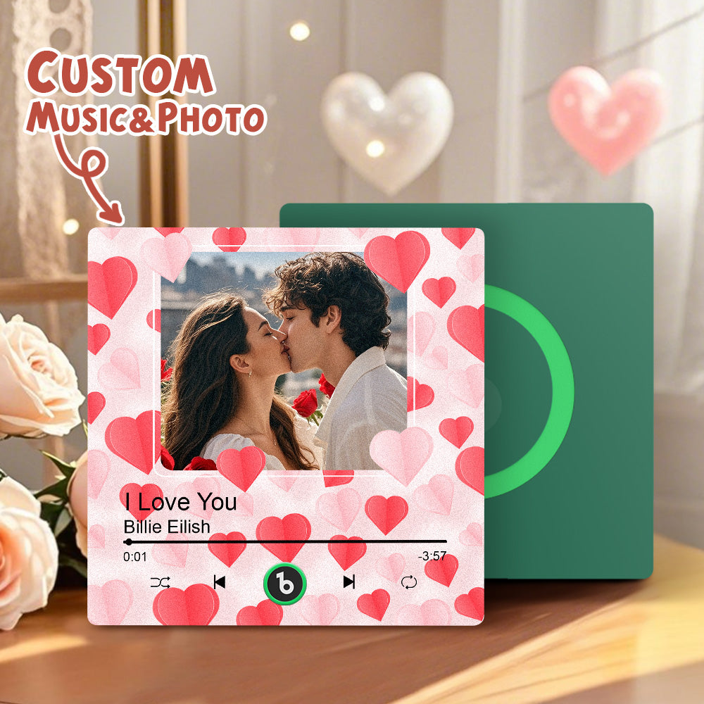 Imán de nevera personalizado con foto y corazones regalo único San Valentín