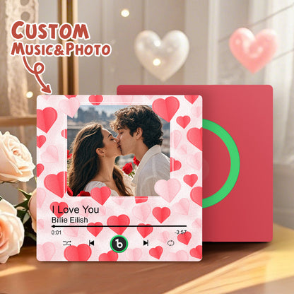 Imán de nevera personalizado con foto y corazones regalo único San Valentín