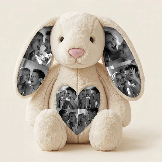 Custom Ears & Belly Custom Photo Bunny Plush For Couples Anniversary Gifts