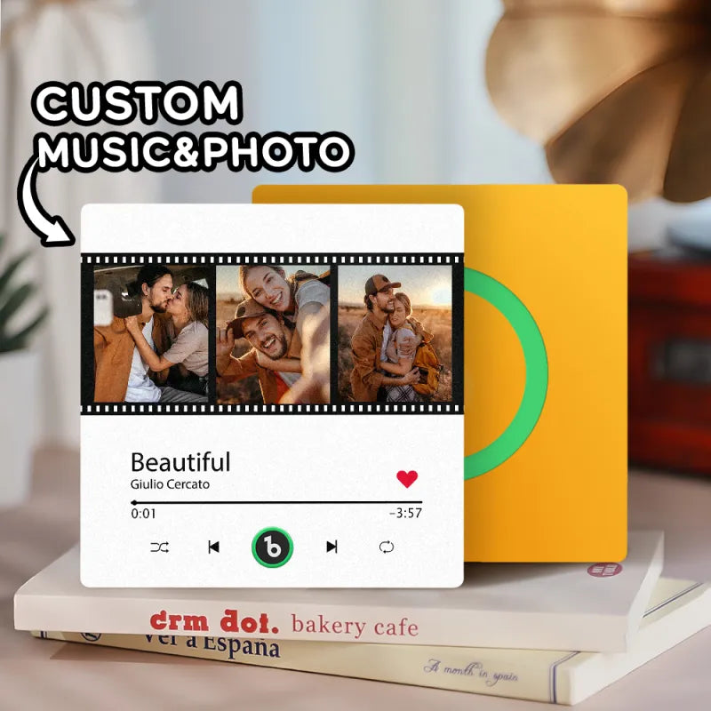 Imán de Nevera Personalizado con Música y Foto Regalo Único para Parejas