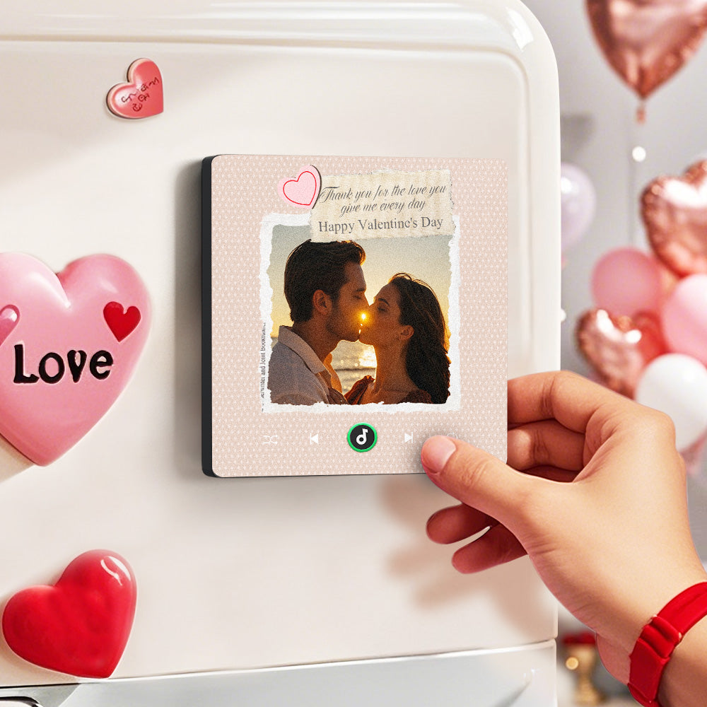 Imán de nevera personalizado con foto y texto corazón regalo San Valentín