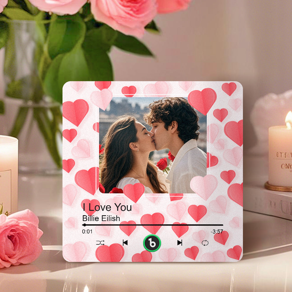Imán de nevera personalizado con foto y corazones regalo único San Valentín