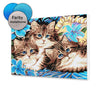 Gatos en flores azules (CH0667)