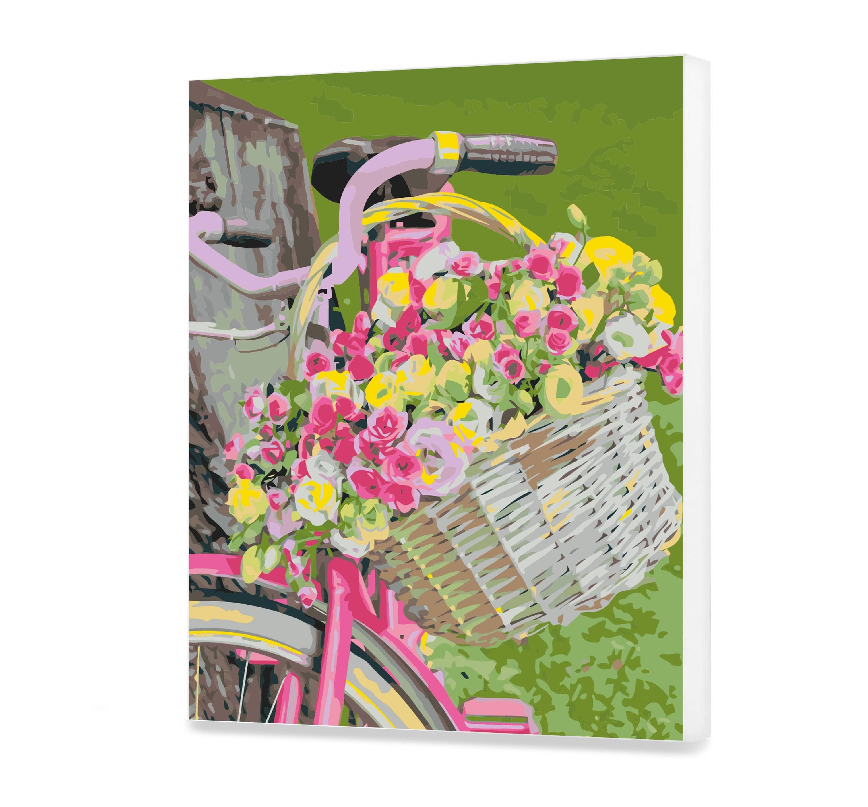 Bicicleta y canasta con flores (CH0852)