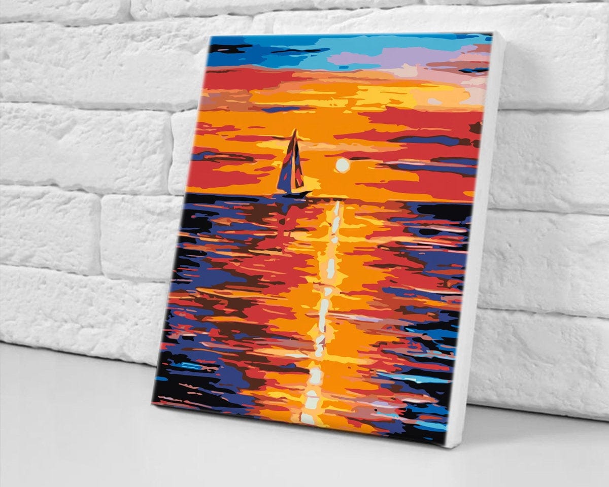 Sunset Sea Sail colorido Agua (CH0066)