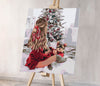 Chica en los elementos de plata del árbol de Navidad (SC0620)